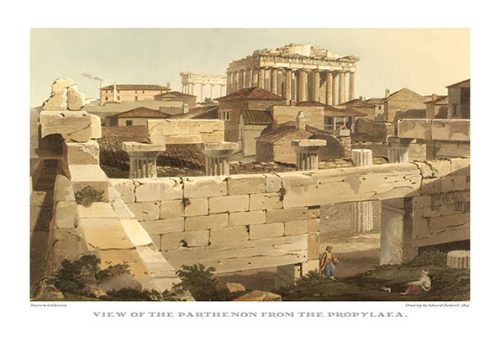 Edward Dodwell. View of the Parthenon from the Propylaea
