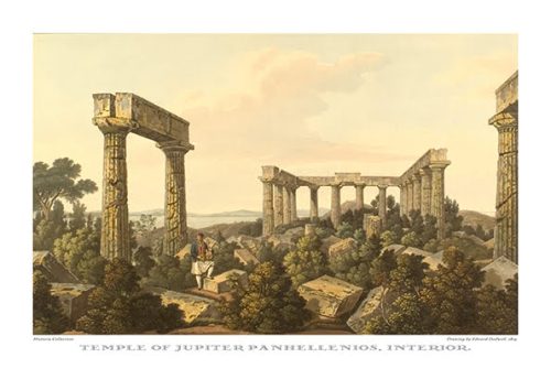 Edward Dodwell. Temple of Jupiter Panhellenios, interior, 1819