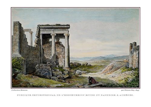 Étienne Rey. Portique septentrional de l’Erechtheion entre du Pandrose à Athènes, 1843-1844