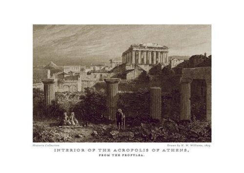 H. W. Williams. Interior of the Acropolis of Athens, from the Propylaea, 1829