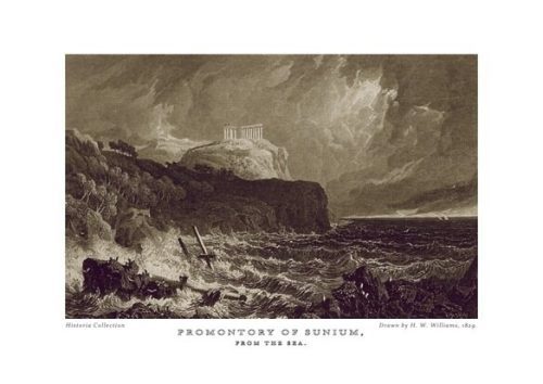 H. W. Williams. Promontory of Sunium, from the sea, 1829