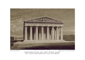 H. W. Williams. Restoration of the west part of the Parthenon of Athens, 1829