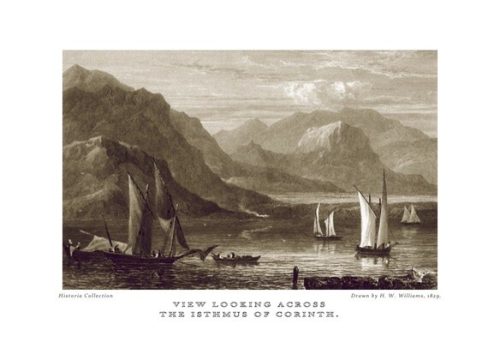 H. W. Williams. View looking across the Isthmus of Corinth, 1829
